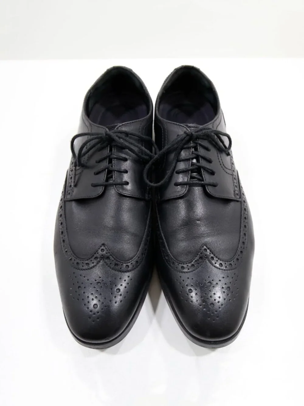 Cole Haan Grand OS Black Leather Wingtip Oxfords - 10 W